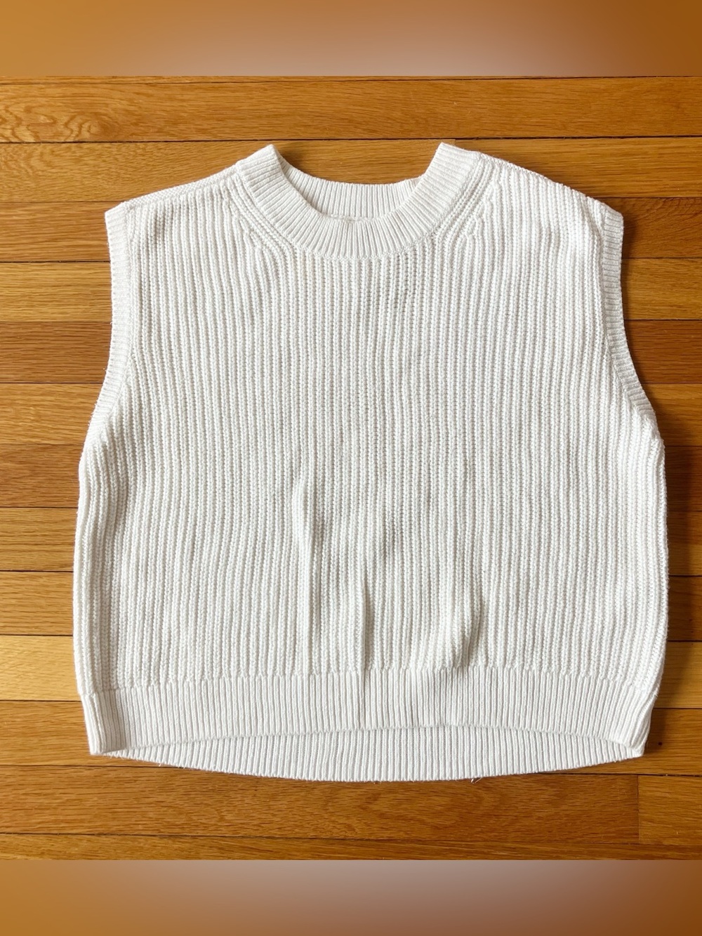 Abercrombie & Fitch White Knit Cotton Minimalist Preppy Sweater Vest Large